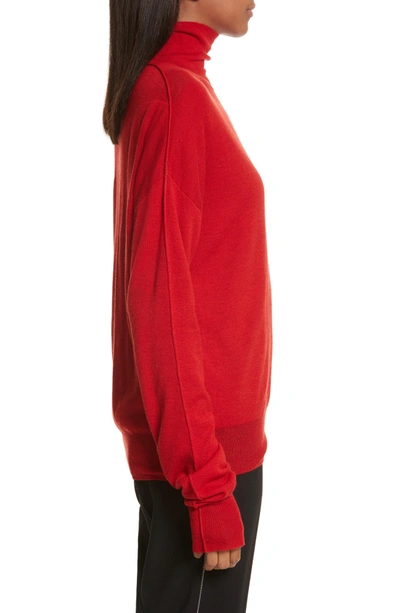 Shop Helmut Lang Sheer Panel Wool & Silk Turtleneck Sweater In Siren