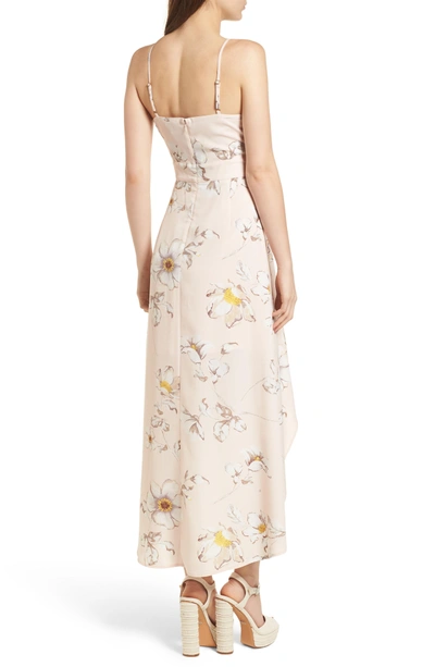 Shop Joa Faux Wrap Midi Dress In Blush Floral