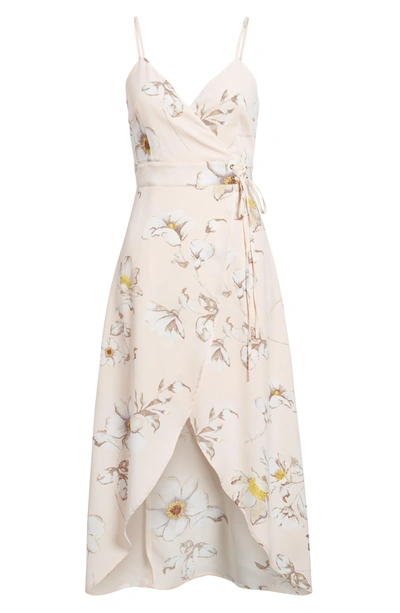 Shop Joa Faux Wrap Midi Dress In Blush Floral
