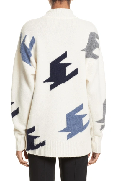 Shop Victoria Beckham Houndstooth Cashmere Sweater In Vanilla Multi