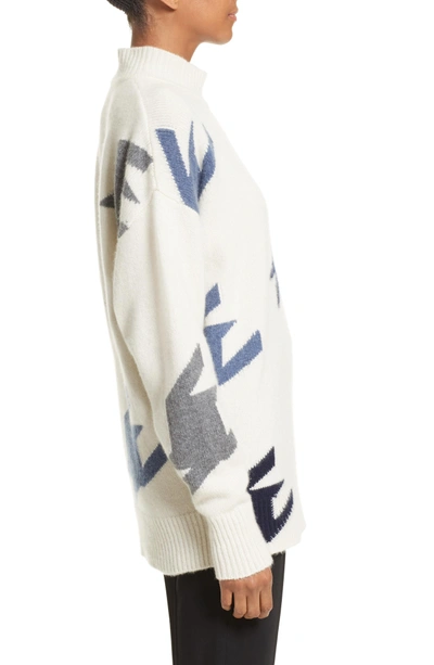 Shop Victoria Beckham Houndstooth Cashmere Sweater In Vanilla Multi