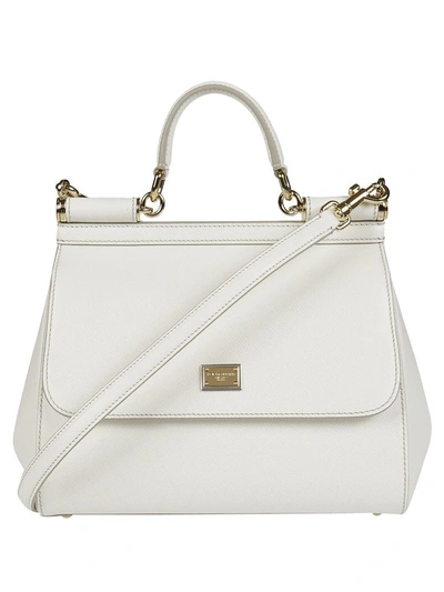 Shop Dolce & Gabbana Medium Sicily Tote In Bianco