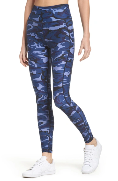 Shop Hpe High Waist Camo Leggings In Blue Camo