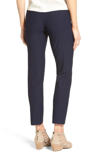 Shop Eileen Fisher Stretch Crepe Slim Ankle Pants In Old Midnight