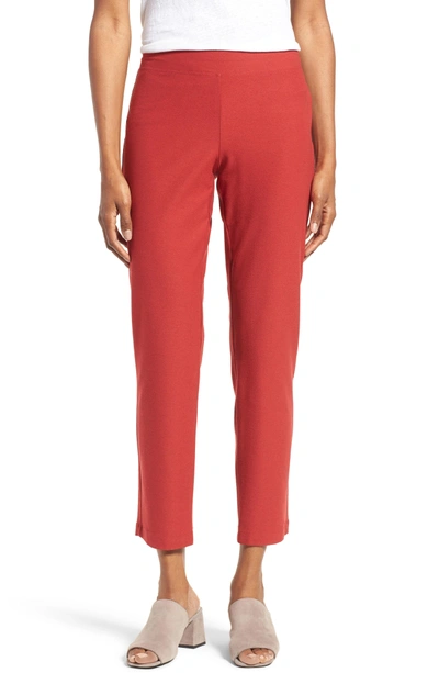 Shop Eileen Fisher Stretch Crepe Slim Ankle Pants In Serrano
