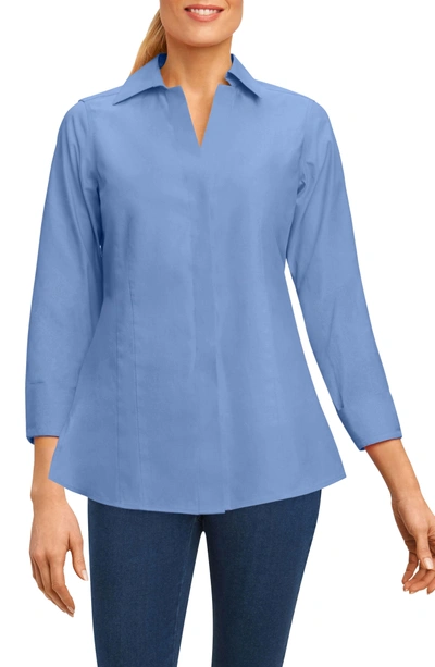 Shop Foxcroft Fitted Non-iron Shirt In French Blue
