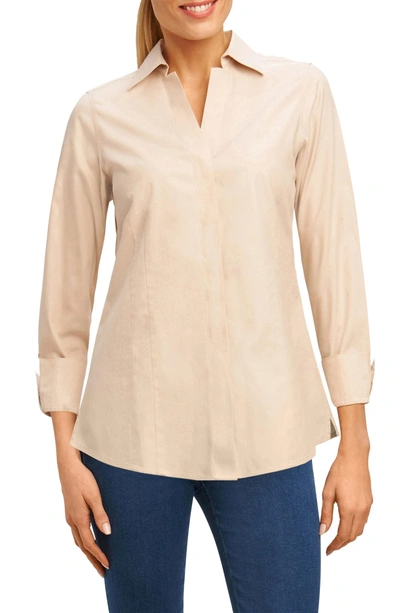 Shop Foxcroft Fitted Non-iron Shirt In Sand