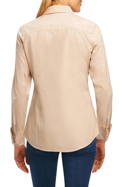 Shop Foxcroft Fitted Non-iron Shirt In Sand