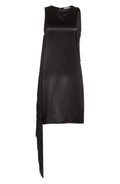 Shop Helmut Lang Fringe Silk Minidress In Black