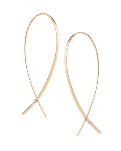 Lana Small Elongated Flat Upside Down Hoops In Rose Gold