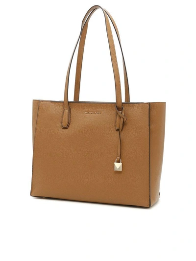 Shop Michael Michael Kors Mercer Tote Bag In Acorn|beige