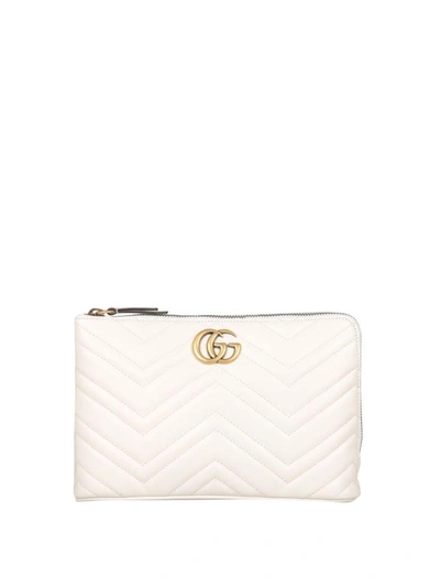 Shop Gucci Gg Marmont Pouch In Bianco