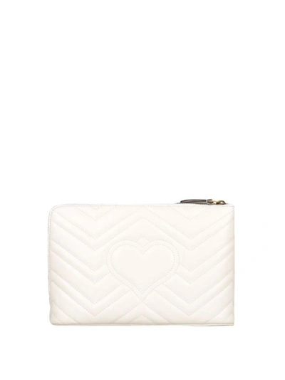 Shop Gucci Gg Marmont Pouch In Bianco