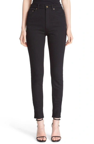 Shop Saint Laurent High Rise Skinny Jeans In Black