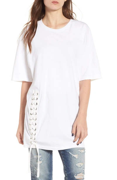 Shop Kendall + Kylie Lace-up Tee In Bright White
