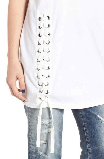 Shop Kendall + Kylie Lace-up Tee In Bright White