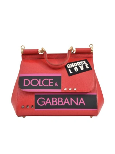 Shop Dolce & Gabbana Medium Sicily Tote Red