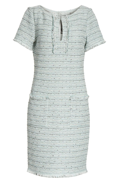 Shop St John Riana Tweed Sheath Dress In Mint Multi