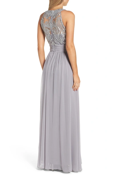 Shop Eliza J Lace Bodice Gown In Silver Com