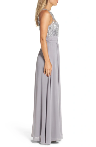 Shop Eliza J Lace Bodice Gown In Silver Com