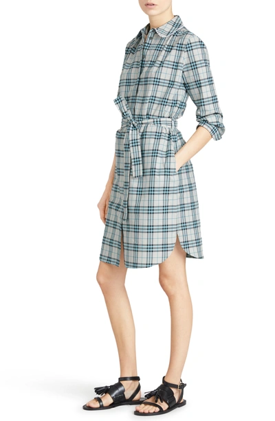 Shop Burberry Agna Check Shirtdress In Pale Stone