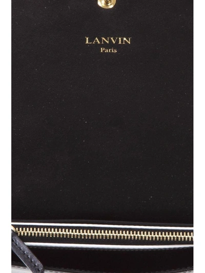 Shop Lanvin Black Leather Clutch With Logo