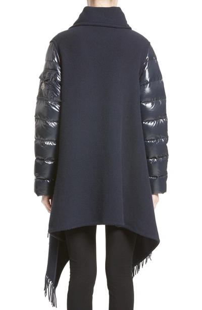 Shop Moncler Mantella Quilted Sleeve Wrap Sweater In Navy