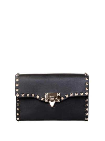 Shop Valentino Rockstud Leather Bag In Nero