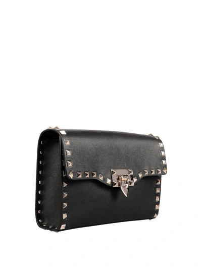 Shop Valentino Rockstud Leather Bag In Nero