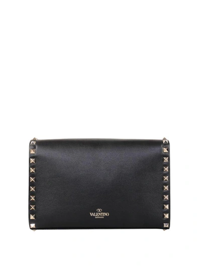Shop Valentino Rockstud Leather Bag In Nero