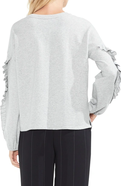 Shop Vince Camuto Ruffle Sleeve Sweatshirt In Grey Heather