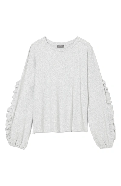 Shop Vince Camuto Ruffle Sleeve Sweatshirt In Grey Heather