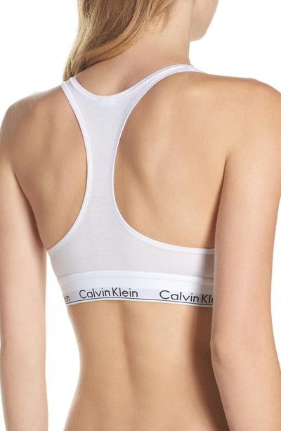 Shop Calvin Klein Modern Cotton Collection Cotton Blend Racerback Bralette In White