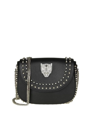 Shop Philipp Plein Shoulder Bag "joanna" In Hammered Leather Color Black