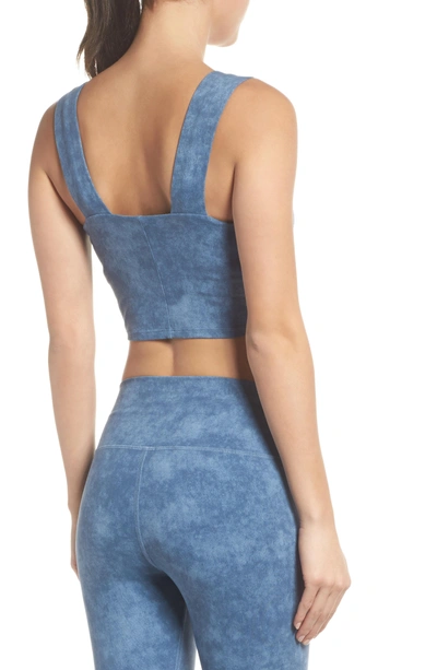 Shop Alo Yoga Binded Wide Strap Crop Tank In Denim Acid Wash