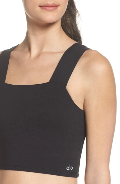 Shop Alo Yoga Binded Wide Strap Crop Tank In Black