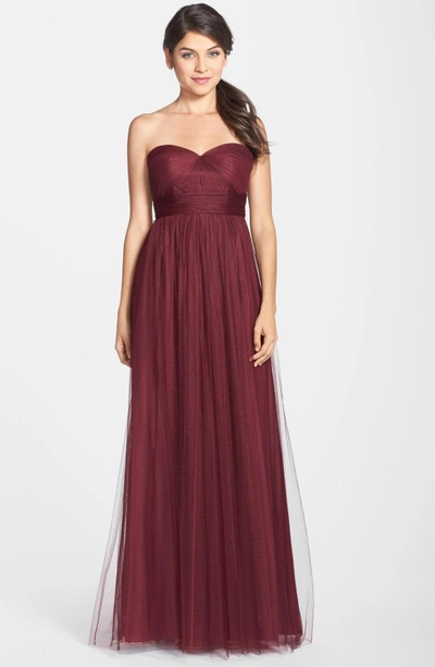 Shop Jenny Yoo Annabelle Convertible Tulle Column Dress In Cabernet