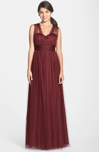 Shop Jenny Yoo Annabelle Convertible Tulle Column Dress In Cabernet