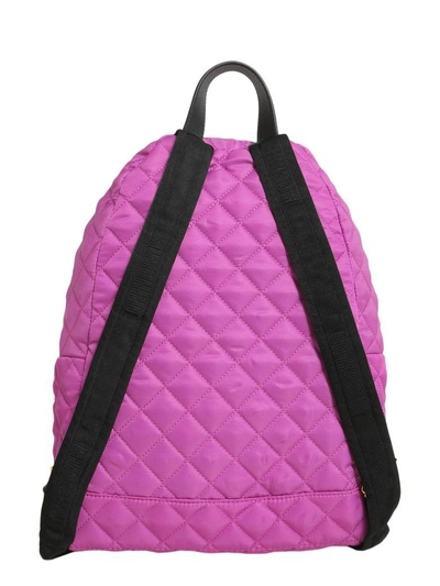 Shop Moschino Teddy Bear Print Quilted Backpack In Fucsia
