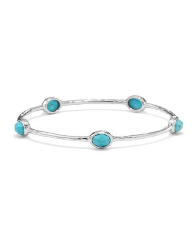 Shop Ippolita Sterling Silver Rock Candy 5-stone Bangle In Turquoise (size 1)
