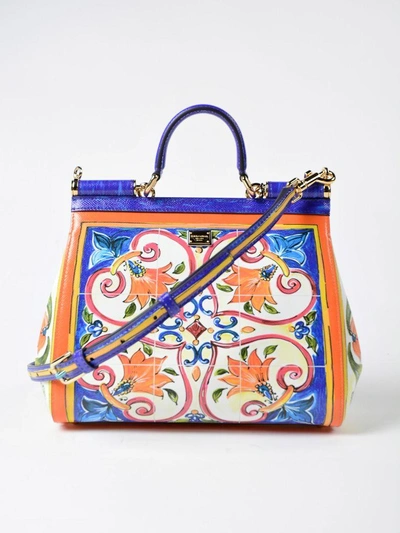 Shop Dolce & Gabbana Dauphine Maiolica Handbag In Hhimaiolica Teste Leo
