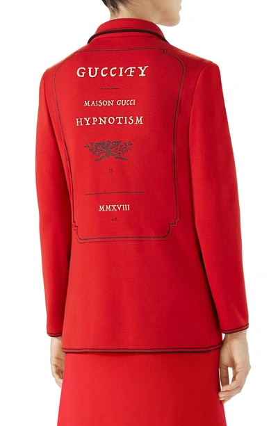 Shop Gucci Hypnotism Wool Cardigan In Active Red/ Black