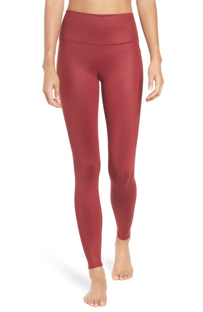 Shop Alo Yoga Airbrush High Waist Leggings In Red Velvet Glossy