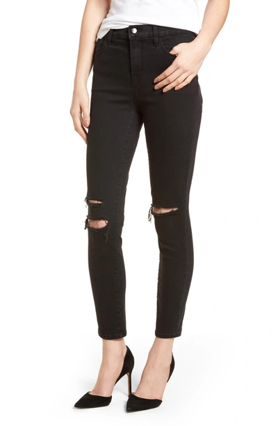 Shop J Brand Alana High Waist Ankle Skinny Jeans In Black Mercy