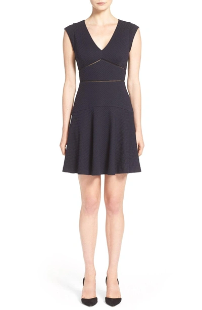 Shop Rebecca Taylor 'taylor' V-neck Fit & Flare Dress In Navy