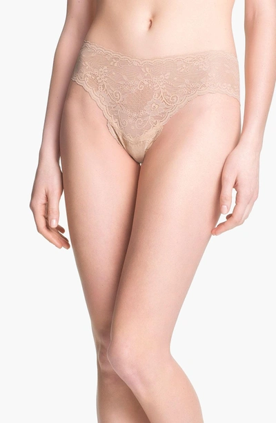 Shop Cosabella 'trenta' Low Rise Lace Thong In Nude