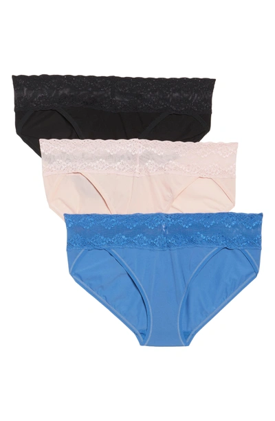 Shop Natori 'bliss Perfection' Bikini Briefs In Black/ Shell/ Berry Blue