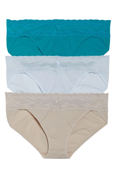 Shop Natori 'bliss Perfection' Bikini Briefs In Frost/ Turquoise/ Cocoon