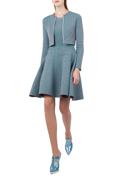 Shop Akris Punto Fantasy Jacquard Knit Dress In Turquoise Multi