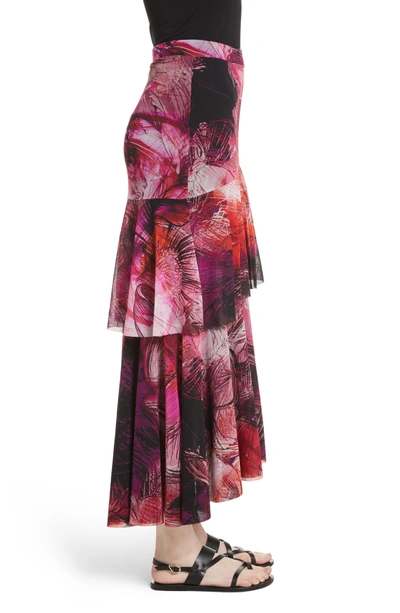 Shop Fuzzi Print Tulle Ruffle Skirt In Pink/purple